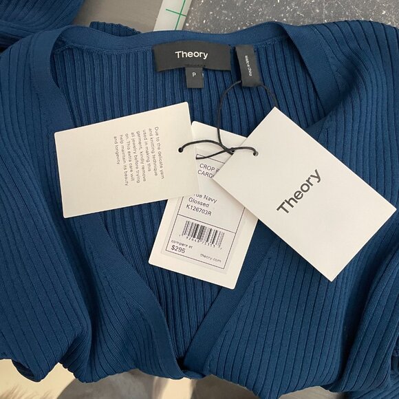 Theory Cropped Rib Knit Cardigan New With Tag - Picture 6 of 9
